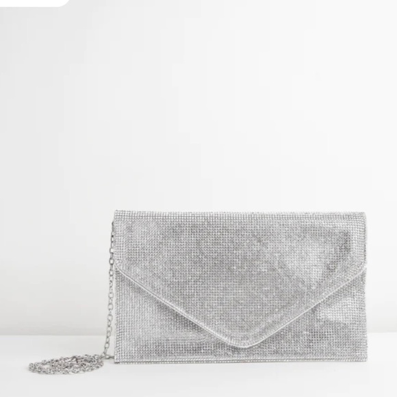 Rhinestone Silver Envelope Clutch - Picture 6 of 9